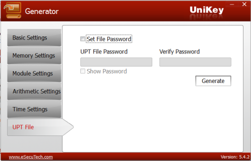 UniKey Generator UPT file tab