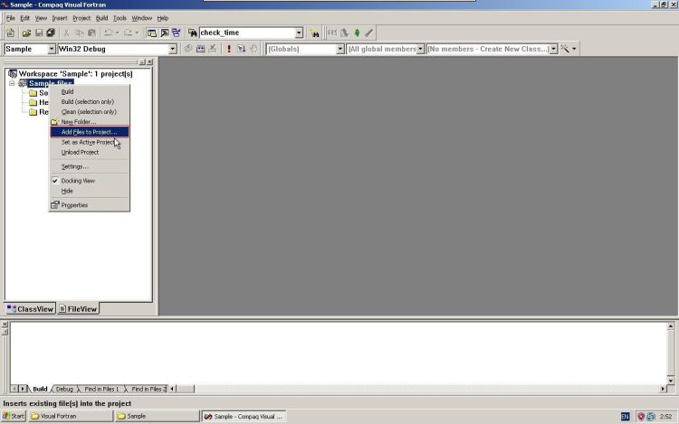 Visual Fortran add files to project