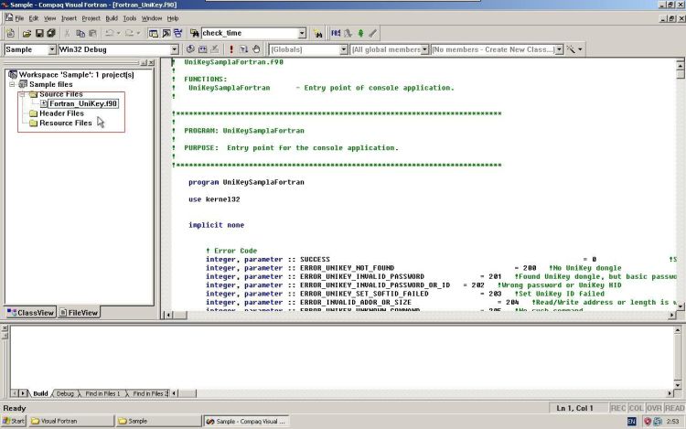 Visual Fortran pasted source code